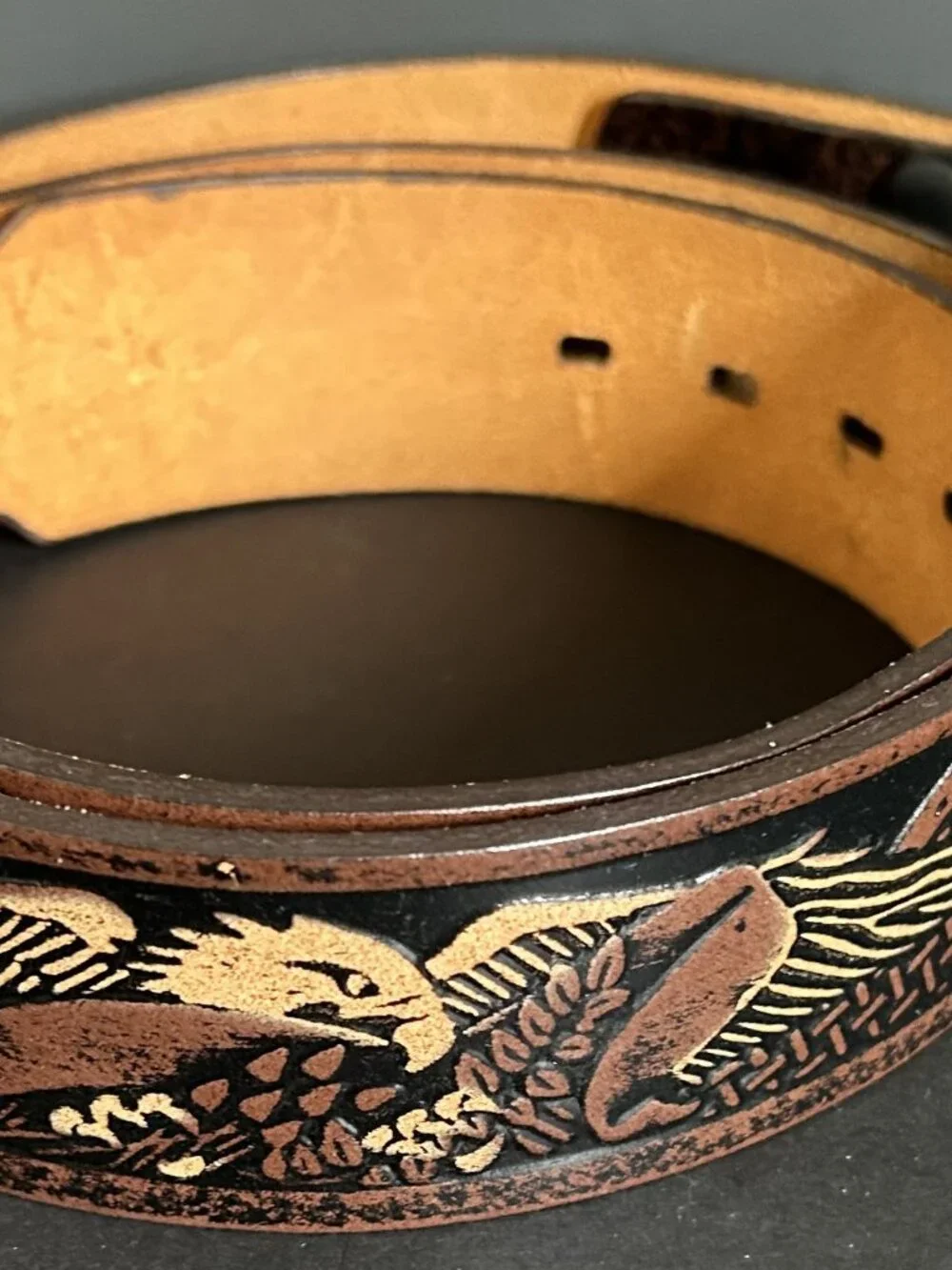 Wrangler Tooled Eagle Belt with Genuine Leather